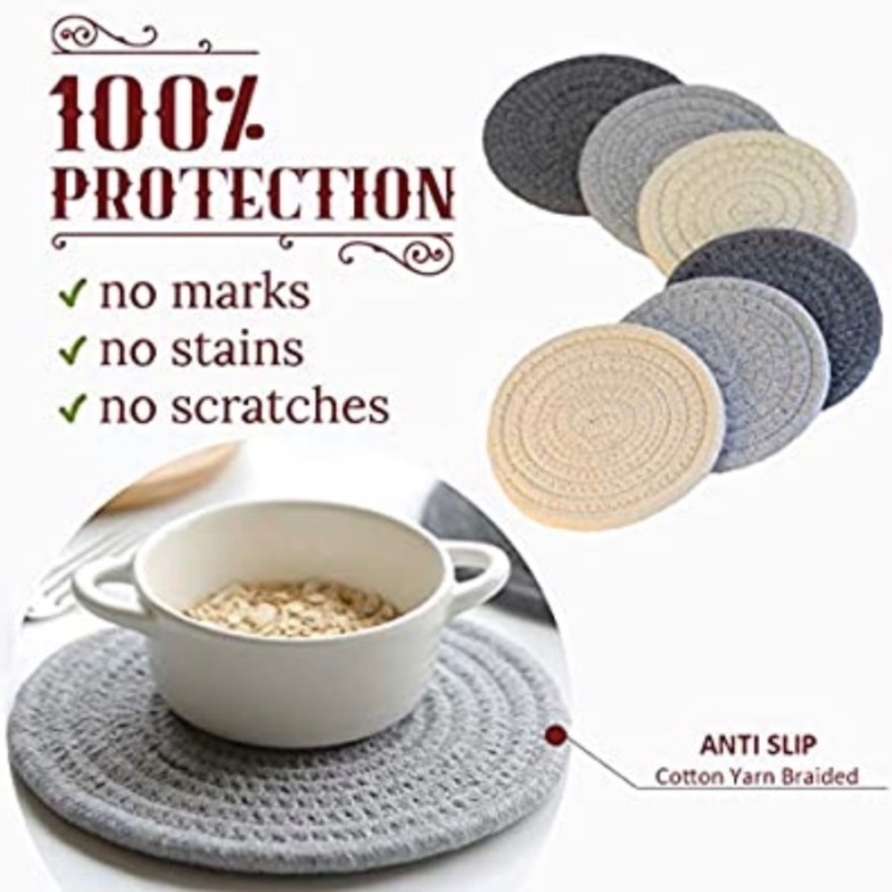 Handmade Braided Drink Coasters Set of 6